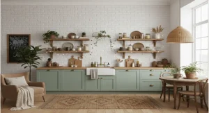 Blending Comfort and Style: Bohemian Farmhouse Kitchen Decorating Ideas with Open Shelving