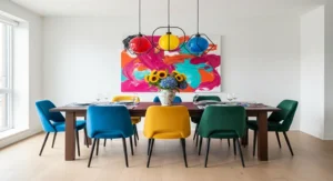 How to Decorate a Modern Dining Room with Bold Color Pops